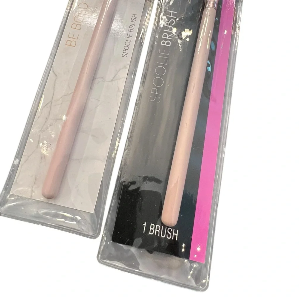 Beauty Essentials Makeup Brush 2 Pc Spoolie Eyebrow Pink Handle‎ NEW